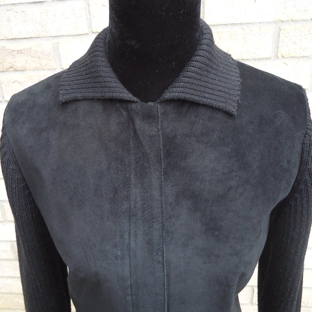 SIZE S. Clothes by Revue suede leather jacket with knitted collar and sleeves.